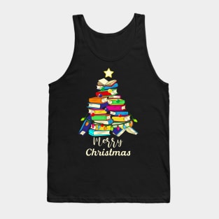 Cute christmas library tree gift librarian and book Tank Top